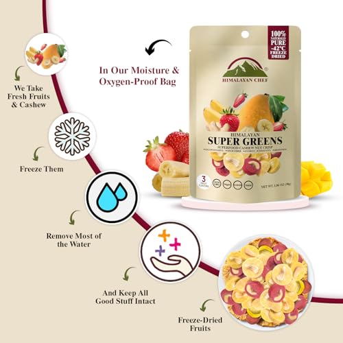 Himalayan Chef Super Reds Freeze-Dried Fruit Cashew Nut Crisps, 30G/Each - 10 Pack | Mix Superfood Fruits | Healthy Snacks Packe