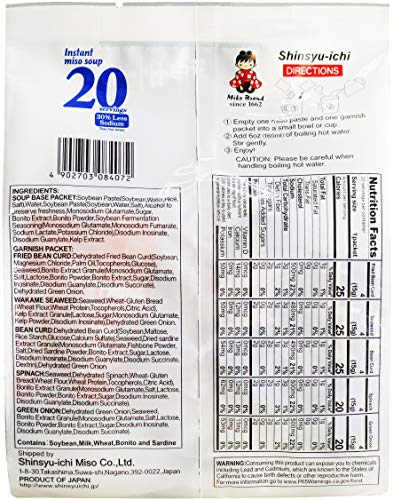 Miko Brand Miso Soup Value Pack - 20 Pieces, 30% Less Sodium, 10.65 oz