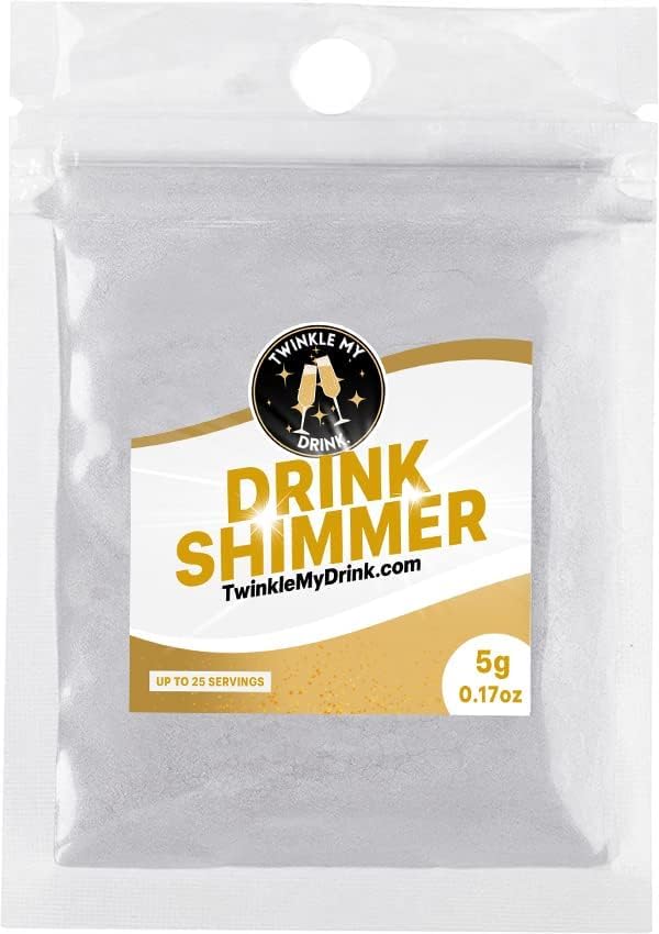 Twinkle My Drink Moonlight Silver Premium Edible Glitter For Drinks | Christmas Drink Decorations | Wedding Drink Decorations |