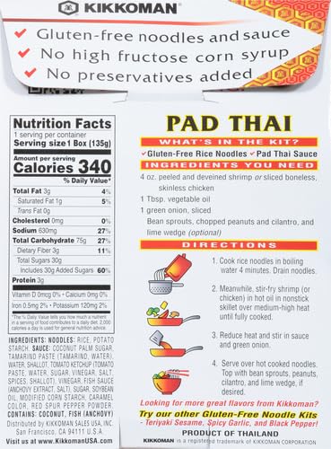 Kikkoman Padthai Noodle Kit, 4.8 Oz, Perfect for Quick Meals, Pack of 1