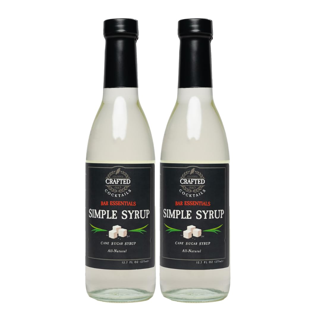 Crafted Cocktails Simple Syrup 2 Pack - 12.7 Fl Oz Each - Made with Real Cane Sugar for Cocktails, Mocktails, and More