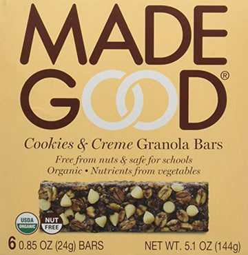 MadeGood Cookies & Crme Granola Bars, 6 Healthy Snack Bars, 0.85oz Each