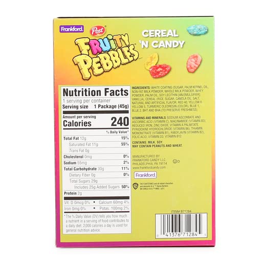 Post Cereal Frankford Post Fruity Pebbles Cereal 'N Candy Easter Bunny (Cereal Milk White Chocolate Bunny) 1.6 Ounces