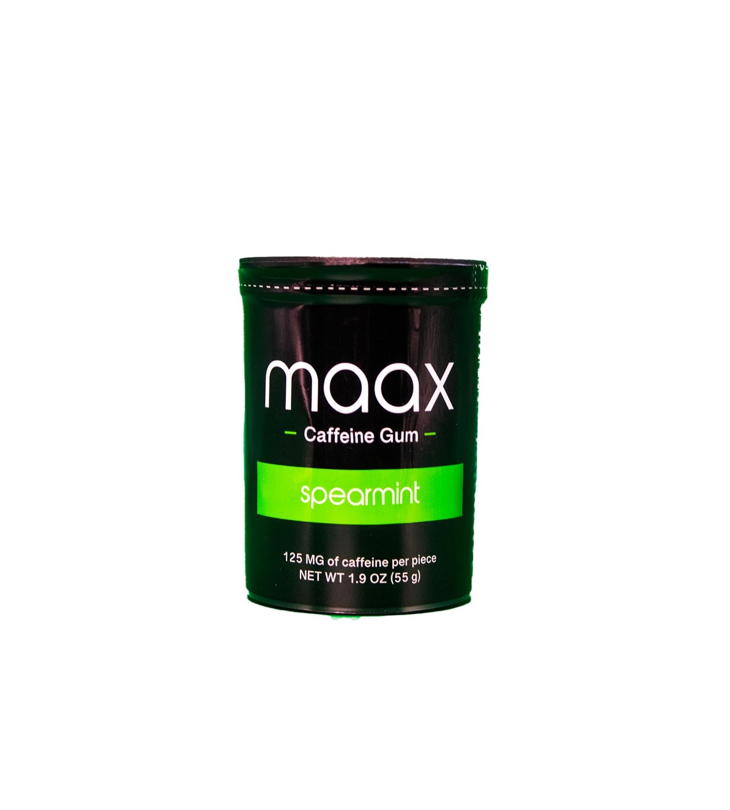 Maax Caffeine Energy Gum | Spearmint Flavor | 125mg Caffeine per Piece | 25 Count