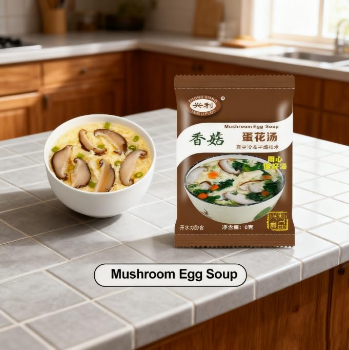 Egg Flower Soup Mix, Shiitake Mushroom Soup Packets, Vegetable Mix, 0.3 Ounce (20 Pack)