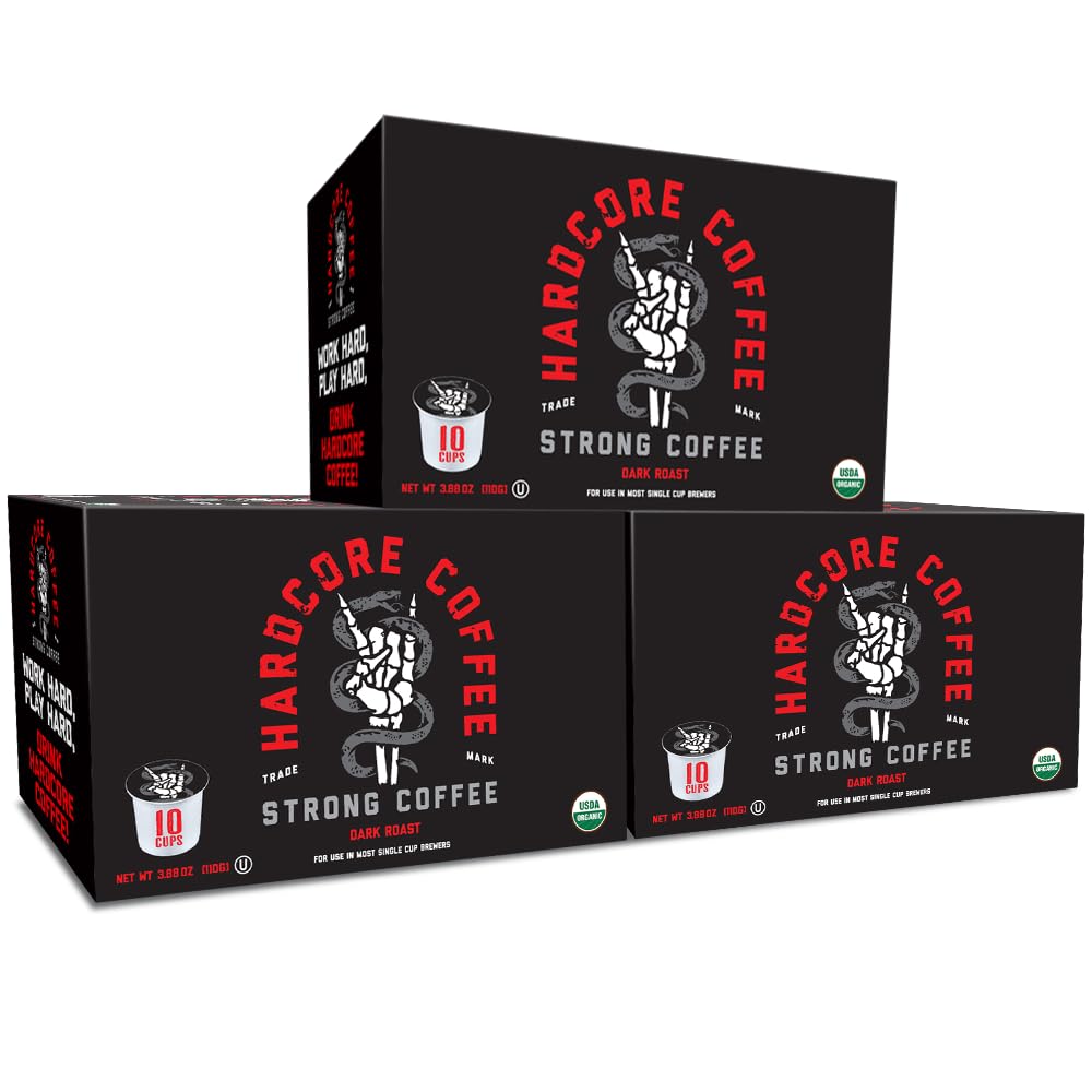Hardcore Coffee Single Serve Coffee Pods for Keurig K Cup malt-inspired  High Caffeine  Strong Roast  30 Count