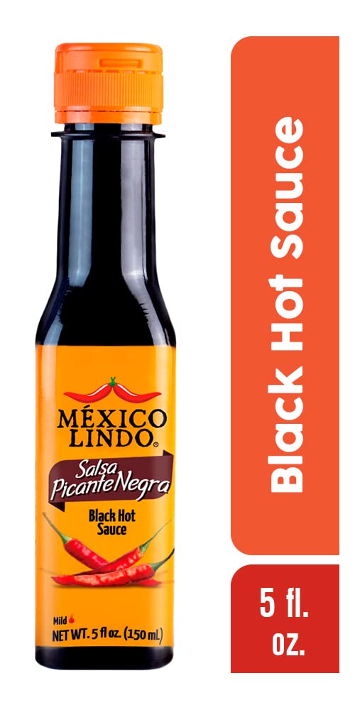 Mexico Lindo Picante Negra Hot Sauce, Light & Spicy, 8,400 Scoville, 5 Fl Oz (Pack of 3) - Perfect for Asian Food, Seafood & Meat