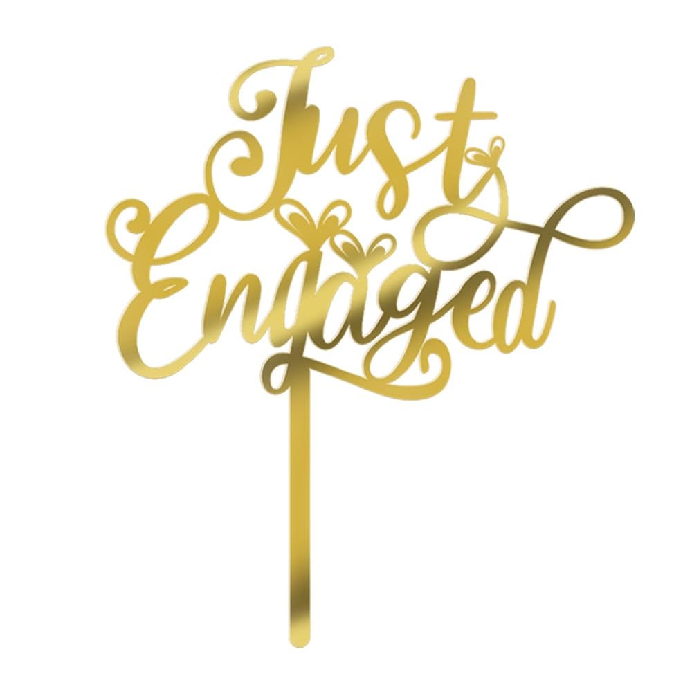 Qertesl Just Engaged Cake Topper For Engagement Party Decorations, Engaged Ring Sign,We'Re Engaged Cake Toppers,Bridal Shower/We
