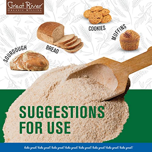 Great River Organic Milling Organic Whole Wheat Flour, 25 lb, Pack of 1, Model 684765110251