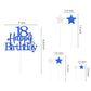 Pargleev Glittery 18th Birthday Cake Topper, Personalised, Star Design, Blue, Model hbcp-lscp18-230926, Paper Material