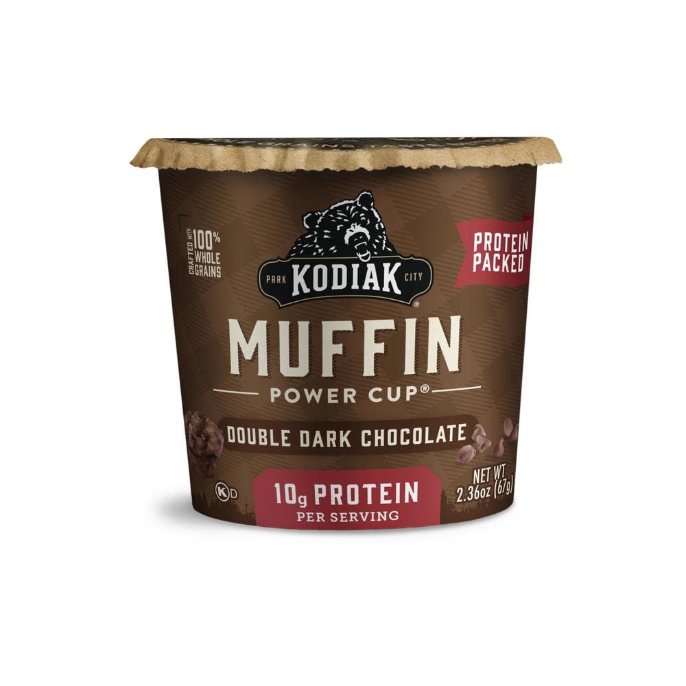 Kodiak Cakes Minute Muffin Cup Variety Pack - 100% Whole Grains, Double Dark Chocolate, Blueberry & Cinnamon Roll (Pack Of 12)