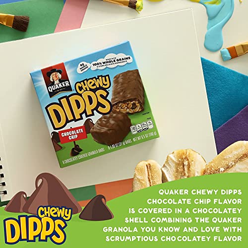 Quaker Chewy Dipps Chocolate Chip Bars, 24 Count, Individually Wrapped Snacks