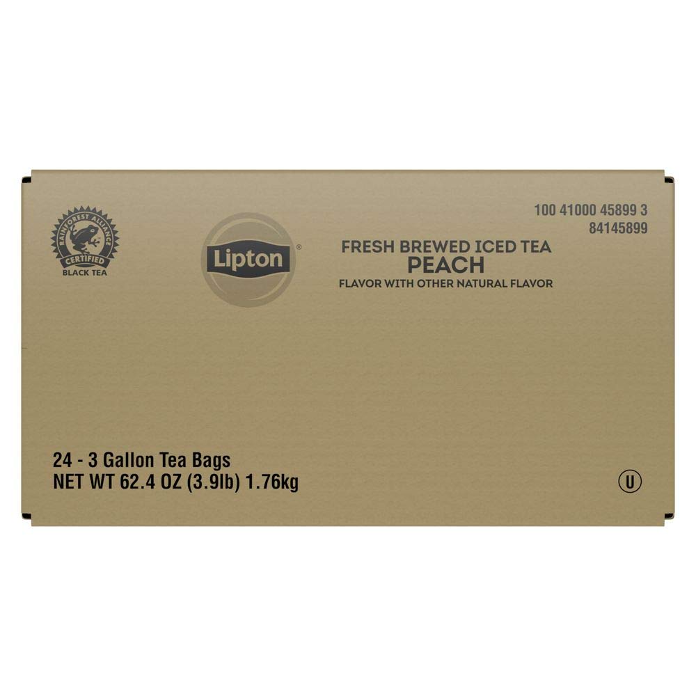 Lipton Iced Tea Bags, Peach Black Tea, Unsweetened Iced Tea, 3 Gallon-Sized Tea Bags(Pack Of 24)