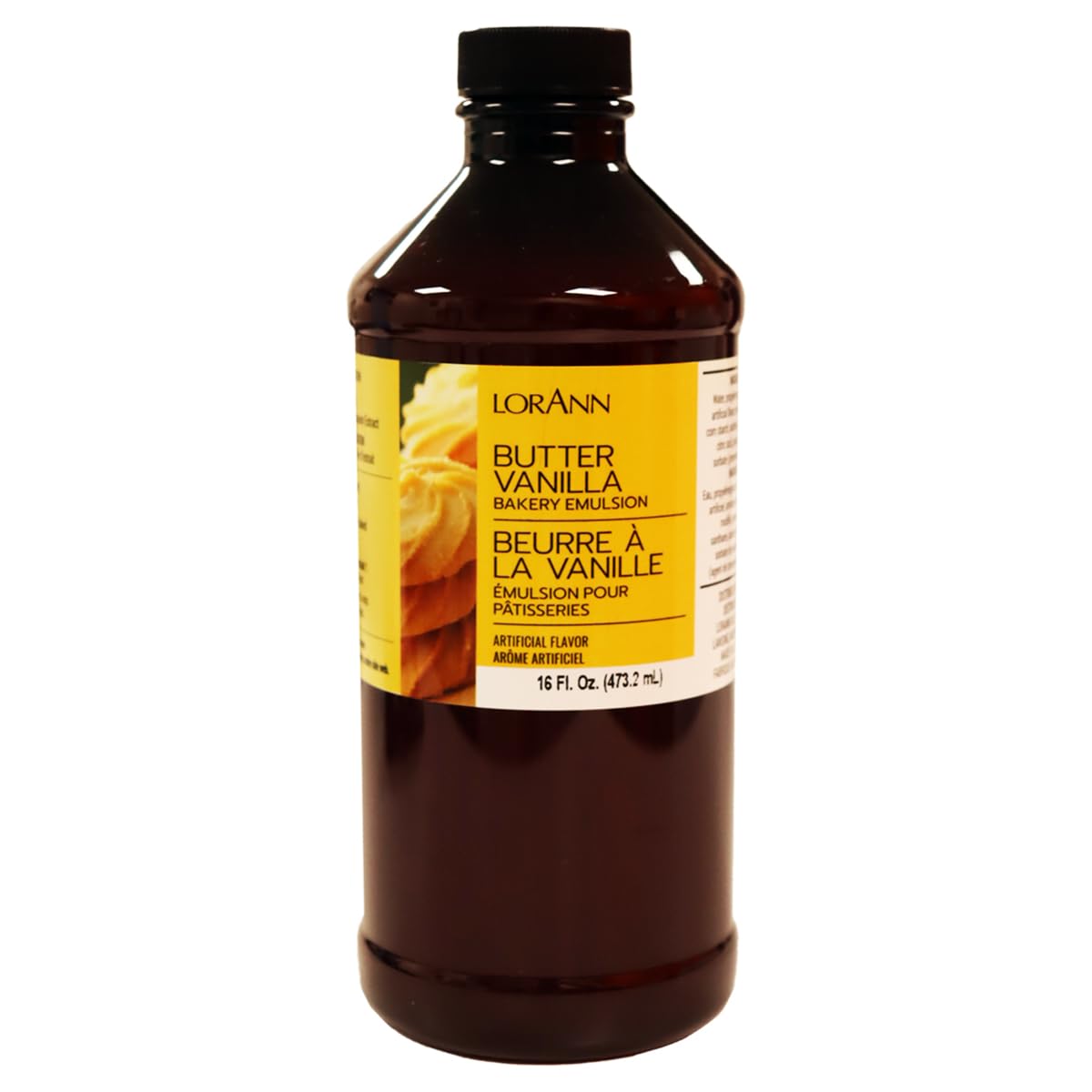 LorAnn Oils Butter Vanilla Bakery Emulsion, 16 Fl Oz, Gluten-Free, Keto-Friendly, Ideal for Cakes and Desserts, Model 0742-1000
