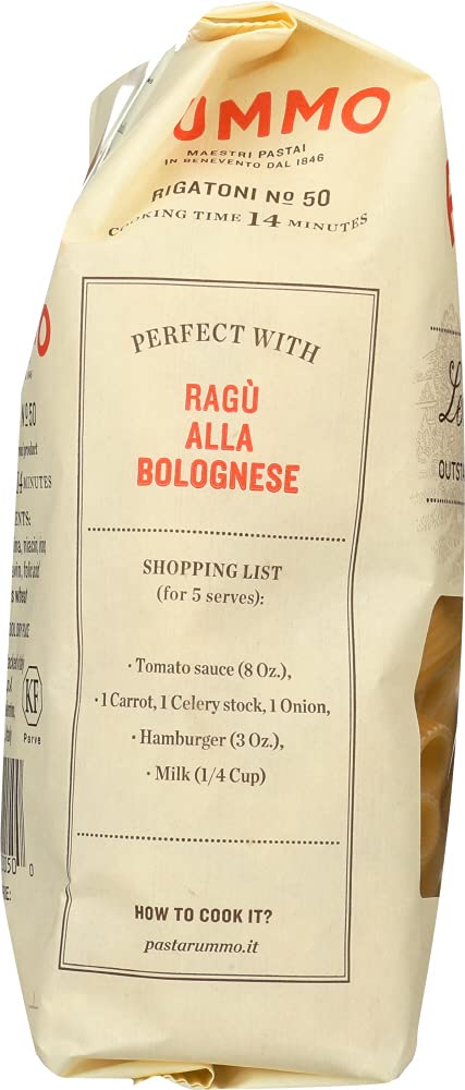 Rummo Rigatoni Pasta N.50 - Rigatoni Pasta Noodles, Italian Tube Pasta, Bronze Cut Pasta, Dry Pasta, Durum Wheat Pasta - 12 Ounce (Pack Of 1)
