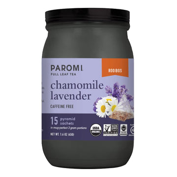 Paromi Chamomile Lavender Rooibos Organic Tea, Signature Jar, 15 Count (Pack of 3)