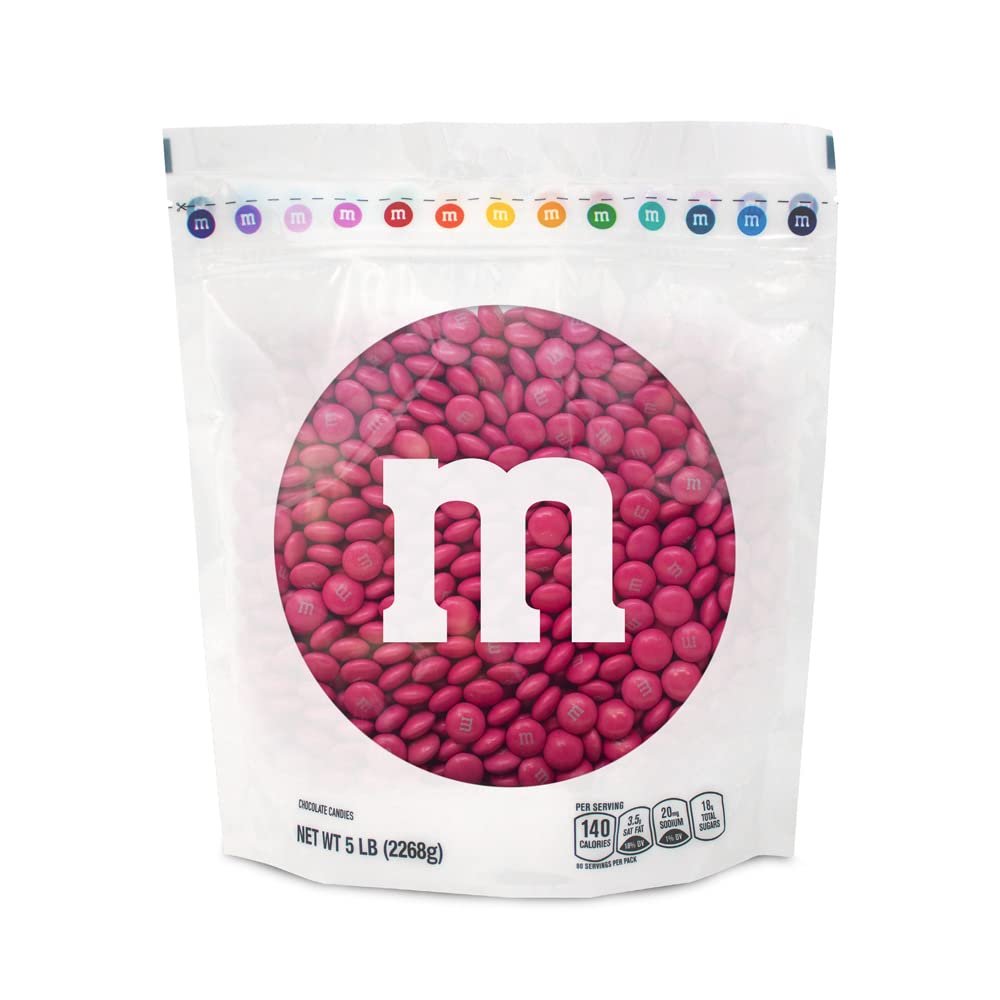 M&MS WORLD Milk Chocolate Candy, Single Color, Dark Pink, 5-Pound Bulk Bag (Pack of 1)