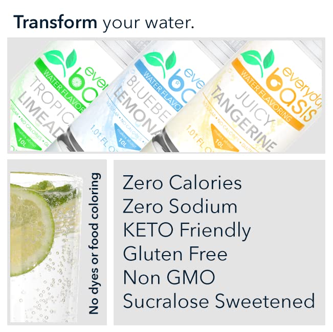 Everyday Basis Water Flavoring - Liven Up Your Water - Great Taste - Great Flavors - Keto Friendly, 0 Calories - No Dyes Or Food