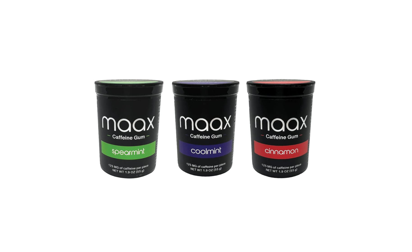 Maax Caffeine Energy Gum - Focus Gum with 125mg Caffeine per Piece - Variety Pack of 75 Pieces - Coffee Flavor