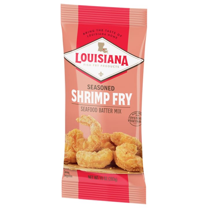 Louisiana Fish Fry Products - Seasoned Shrimp Fry Seafood Batter Mix - Also Great For Oysters And Vegetables - 10 Oz. Bag (Pack Of 2) - Crispy, Cajun-Style Coating