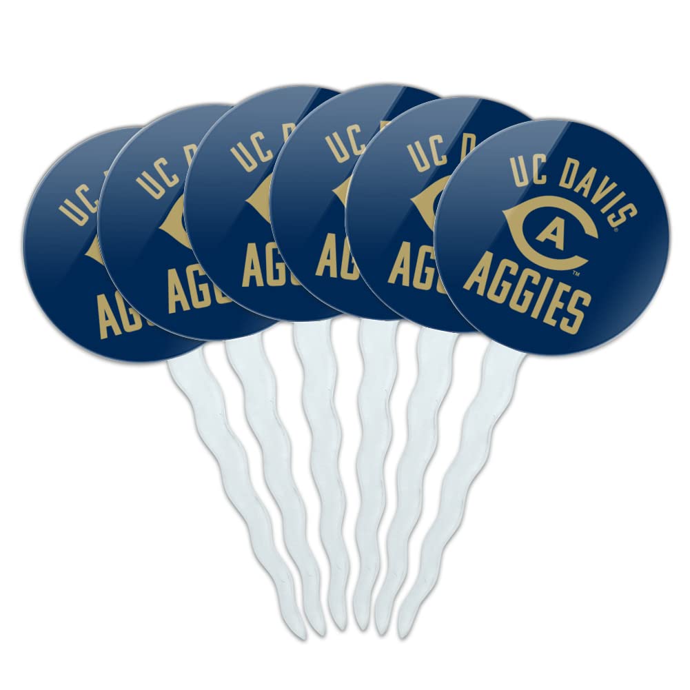 GRAPHICS & MORE UC Davis Aggies Cupcake Picks Toppers Set of 6, Acrylic, Multi, One Size