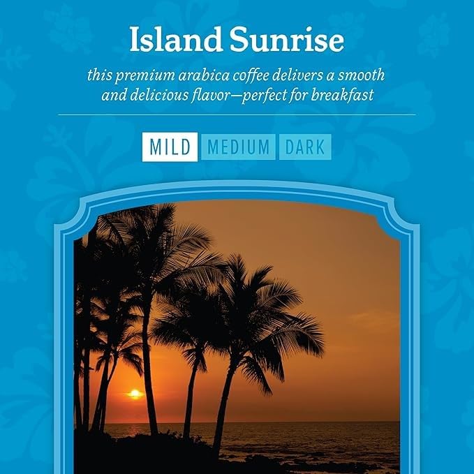 Kauai Coffee Island Sunrise Mild Roast K-Cup Pods, 10 Count, Pack of 6