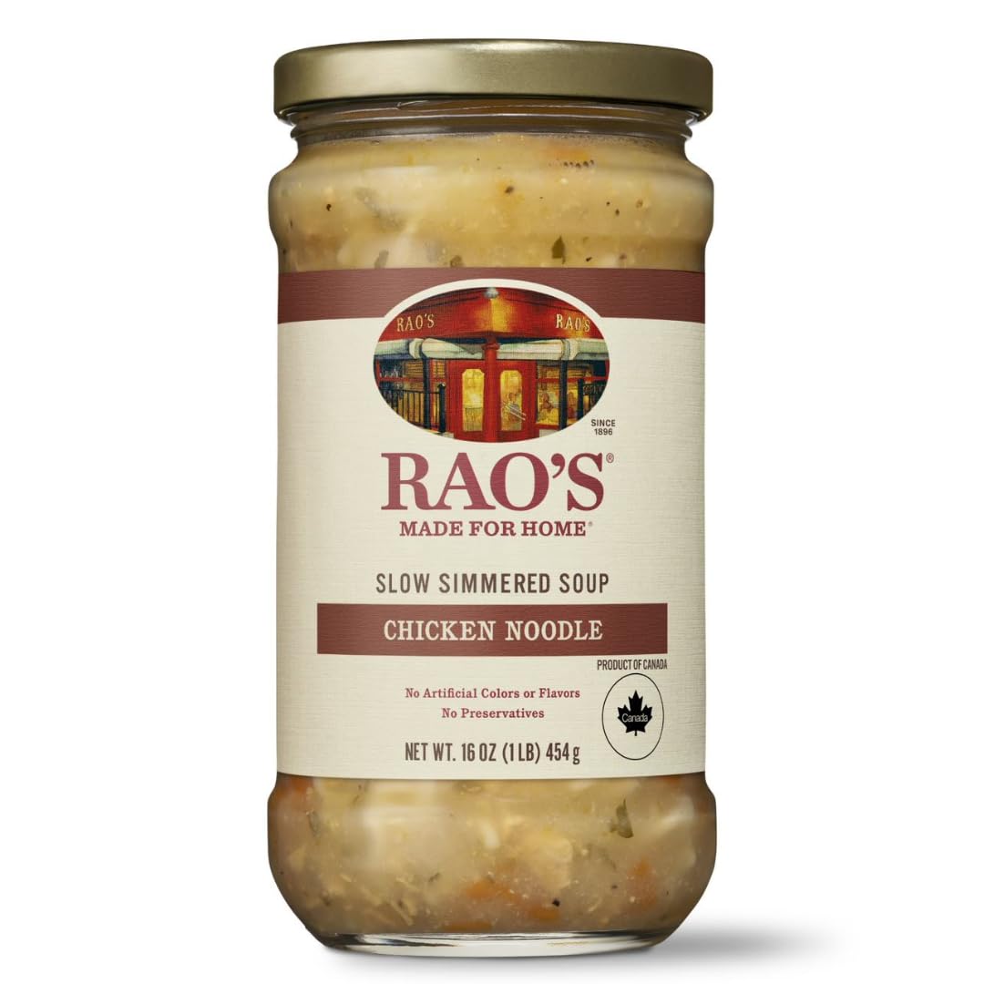 Raos Homemade Chicken Noodle Soup, 16oz, Real Vegetables, Traditional Italian Heat and Serve Soup