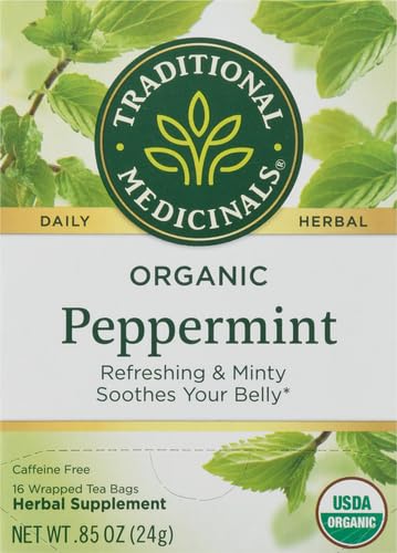 Traditional Medicinals Organic Peppermint Herbal Leaf Tea, 16 Tea Bags