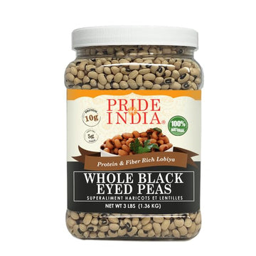 Pride Of India - Pack Of 6 - Indian Whole Black Eyed Peas - Protein & Fiber Rich Lobiya, 3 Pound Jar