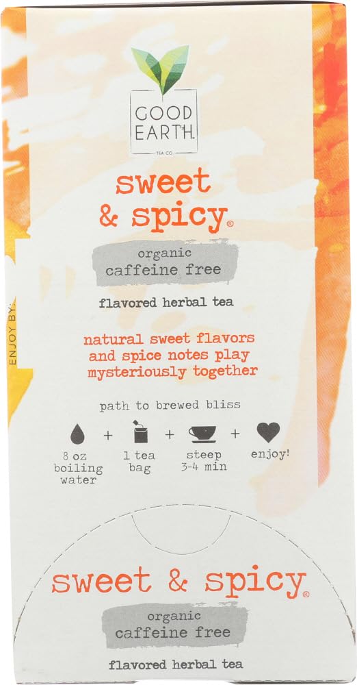 Good Earth Tea Co. Organic Sweet and Spicy Herbal Tea, Caffeine Free, 18 Count (Pack of 4)