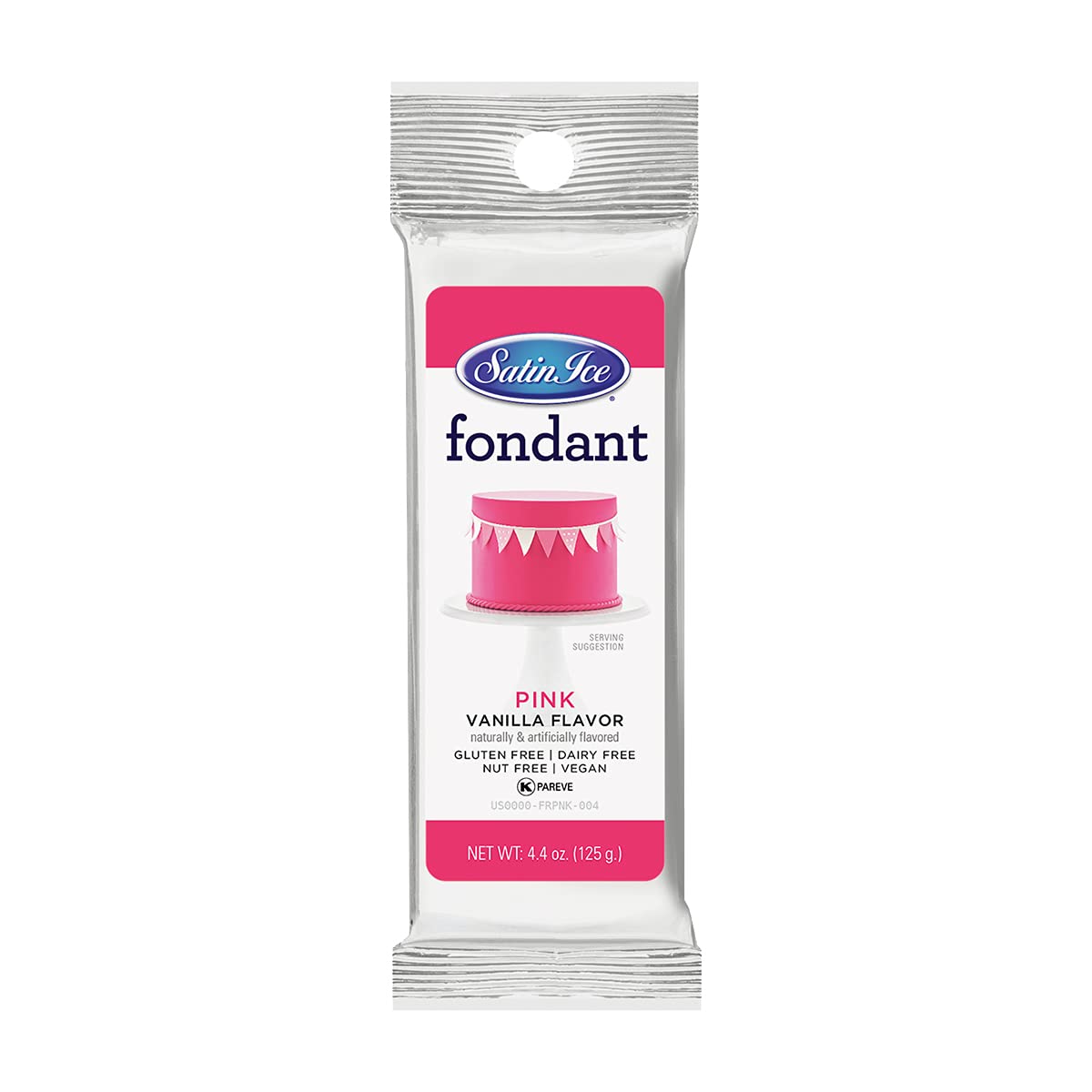 Satin Ice Pink Fondant, Vanilla, 4.4 Ounces