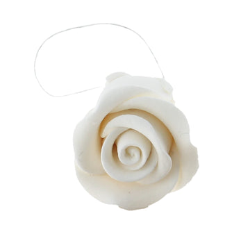 Global Sugar Art Tea Rose Sugar Cake Flowers, White, Wired Small 15 Count By Chef Alan Tetreault