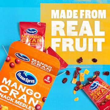 Ocean Spray Mango Cran Snack Medley, Cranberry And Mango Dried Fruit Snack, 1 Oz Pouches, 5 Count