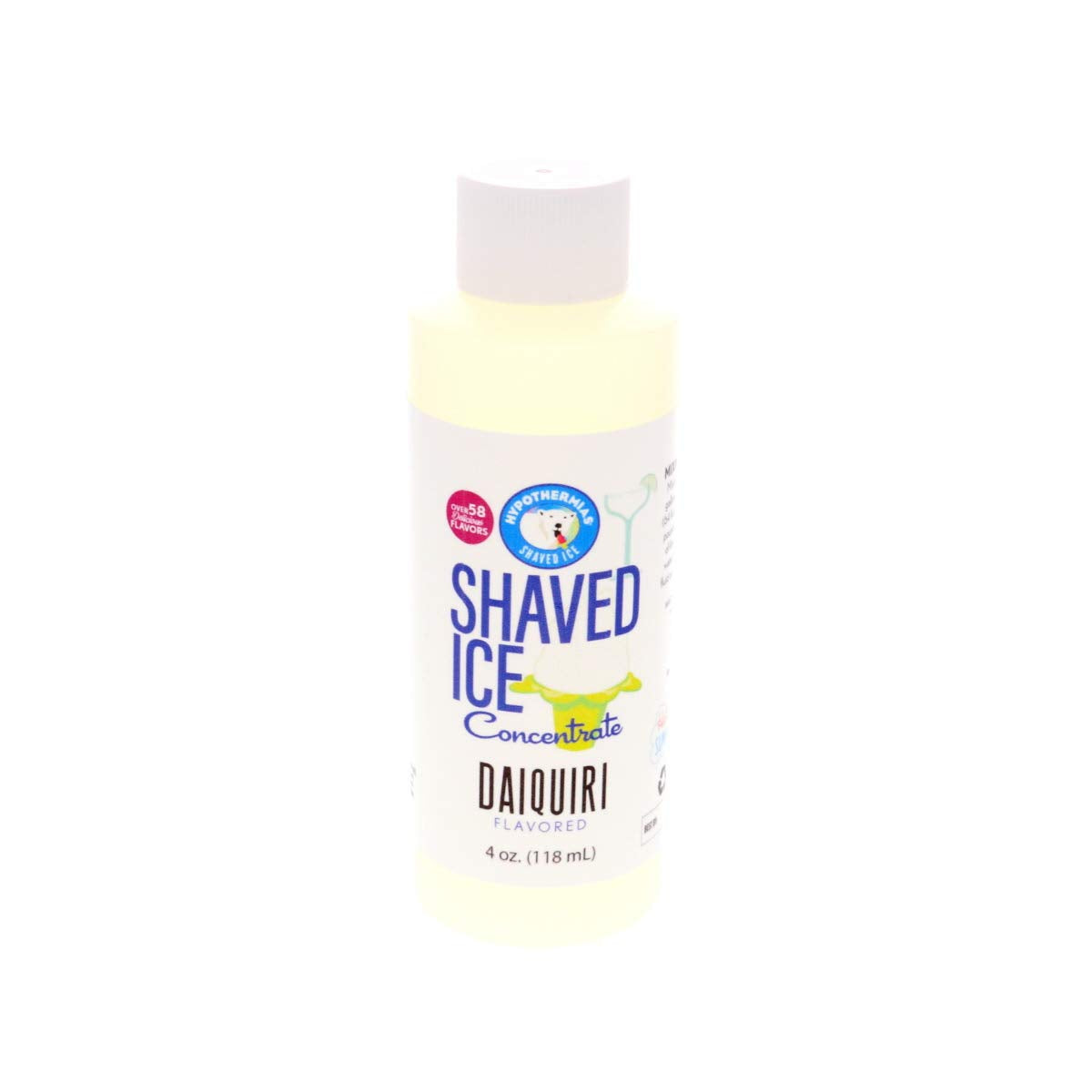 Hypothermias Shaved Ice and Snow Cone Syrup Unsweetened Flavor Concentrate - 4 Fl Oz - Makes 1 Gallon of Ready to Use Syrup - Da