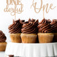 24Pack First Birthday Cupcake Topper - Glitter Rose Gold One Cupcake Picks,1St Birthday Cupcake Decorations Supplies (Rose Gold)