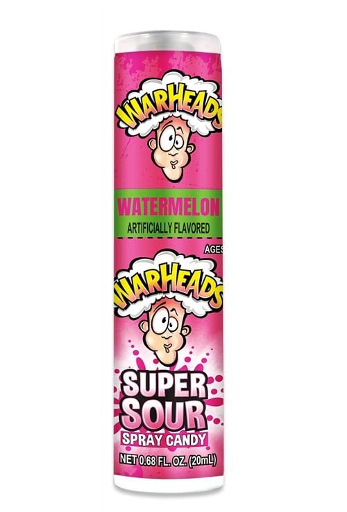 Warheads - Super Sour Candy Spray - Blue Raspberry, Green Apple And Watermelon Flavors - 0.68 Oz. Bottles - 24 Pack