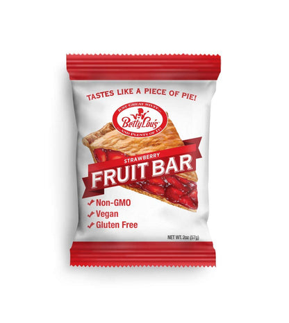 Betty Lous Fruit Bars, Strawberry Pack of 12, Gluten Free, Vegan, Non GMO, Deliciously Healthy Snacks Made with All Natural Fru
