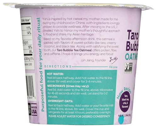 Yishi - Oatmeal Cup Taro Bubble Tea - Case Of 6 - 1.76 Ounces