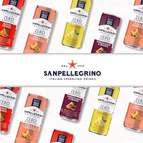 Sanpellegrino Zero Grams Added Sugar Italian Sparkling Drinks Pomegranate Orange, Sparkling Pomegranate Orange Beverage 24 Pack