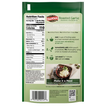 Idahoan Mashed Potatoes, Roasted Garlic, 4-Ounce Package (Pack of 12)