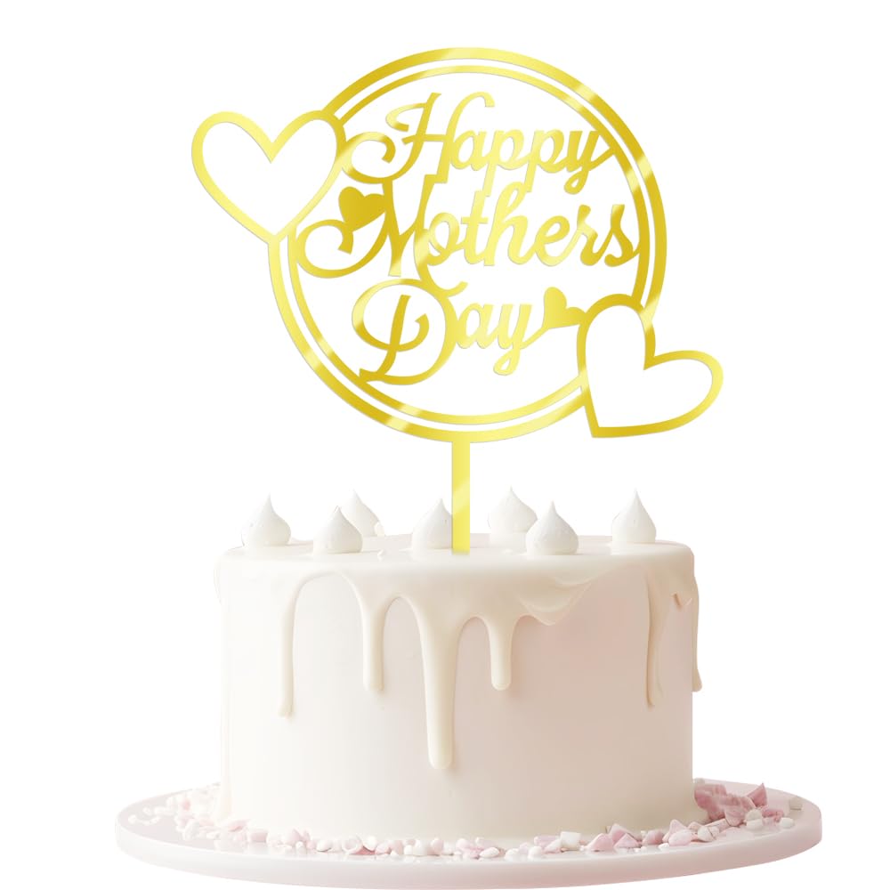 Keoysek Happy Mother's Day Cake Topper Cake topper Acrylic Mirror Cake topper Decorative Party Cake Decoration for Mother's Day 