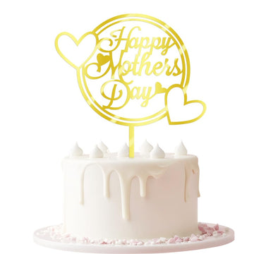 Keoysek Happy Mother's Day Cake Topper Cake topper Acrylic Mirror Cake topper Decorative Party Cake Decoration for Mother's Day 