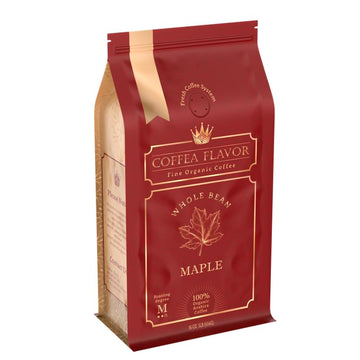 Maple Flavored Whole Bean Coffee - Organic, Single Origin, Medium Roast, 100% Arabica, Naturally Flavored - 16 oz Bag - by Coffe