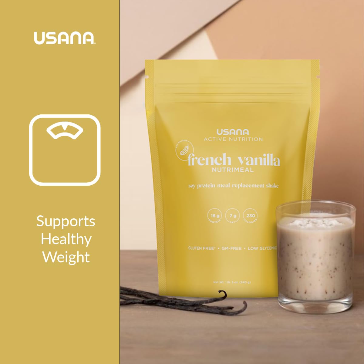 USANA Nutrimeal Meal Replacement Shake - French Vanilla - Gluten Free - 19 oz - Non-GMO - Low Glycemic - 9 Servings