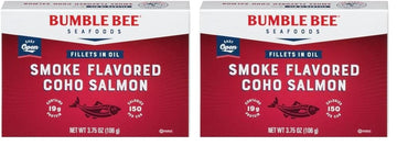 Bumble Bee Smoke Flavored Red Coho Salmon Fillets in Oil, 3.75 oz (Pack of 2) - 19g Protein - Skinless, Boneless - Great for Sna