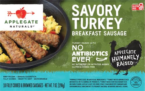 Applegate, Natural Savory Turkey Breakfast Sausage, 7 oz (Frozen)