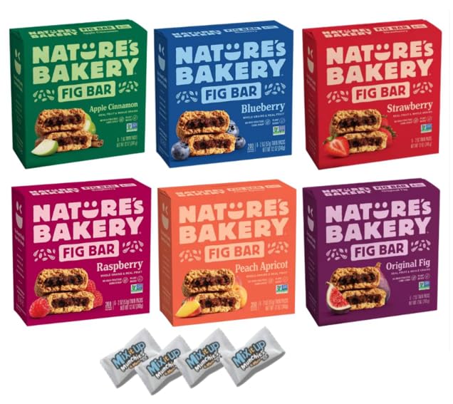 Whole wheat Fig Bars Original Real Fruit - 36 ct. 6 Boxes  2 Ounce (Pack of 36) + 4 MIMM Mints |Great for a gift basket idea.