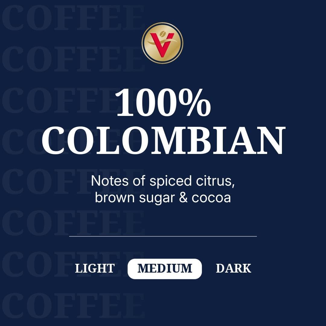 Victor Allens Coffee 100% Colombian Medium Roast Single Serve Pods, 120 Count, Brown