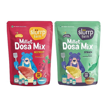 Slurrp Farm Millet Dosa Instant Mix, Supergrains Spinach And Beetroot, Natural And Healthy Food, 150G (Pack Of 2)