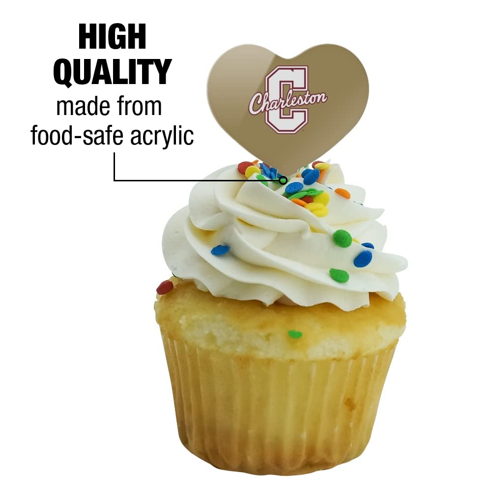 GRAPHICS & MORE Cupcake Toppers Set of 6, Acrylic, Heart Shape, College of Charleston, One Size, Model CUPCAKE.HEART.CLCCOC.Z007154